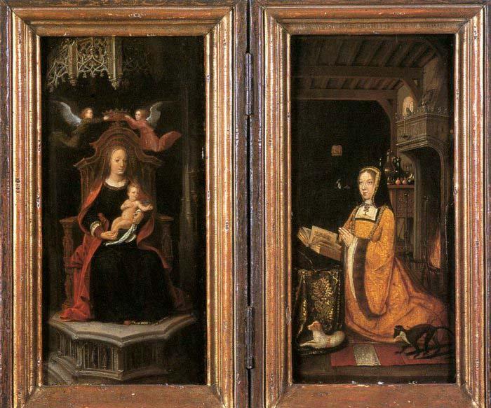 unknow artist Diptych with Margaret of Austria Worshipping oil painting image
